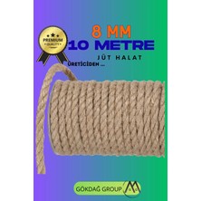 8 mm 10 Metre Jüt Halat Dekoratif Hasır Ip Urgan Maket