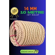 14 mm 10 Metre Jüt Halat Dekoratif Hasır Ip Urgan Süs