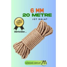 6 mm 20 Metre Jüt Halat Dekoratif Hasır Ip Urgan Süs