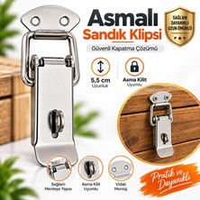 Tr Metal Sandık Klipsi Asmalı Küçük 5,5 cm Asma Kilit Uyumlu Mandal Kutu Kasa Kapak Sabitleme A