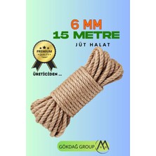 6 mm 15 Metre Jüt Halat Dekoratif Hasır Ip Urgan Süs