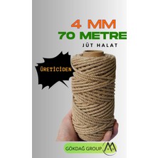 4 mm 70 Metre Jüt Halat Dekoratif Hasır Ip Urgan Süs
