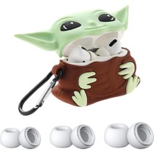 Gy Atelier Airpods Pro 2. Nesil Uyumlu Figürlü Darbe Emici Koruyucu Silikon Kulaklık Kılıfı ve Anc Delikli Yedek Silikon Kulaklık Uçları (S/m/l) – Ikili Set (Baby Yoda)