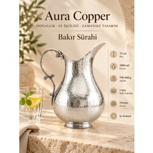 Aura Copper Bakır Sürahi 2 Litre İçi Kalaylı Geleneksel Dövme ve El İşlemeli İbrik