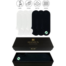 MANICA Erkek Bambu Sneaker Çorap 6 Çift - Üçer Çift Siyah, Beyaz
