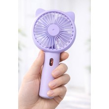 Gy Atelier 3 Modlu Şarjlı El Fanı 3 Kademe Seyahat Masaüstü Vantilatör Taşınabilir Mini Fan F136 (Mor)