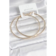 Keyifli Moda Gold Renk Pirinç Köşeli Kenar Halka 72 mm Kadın Küpe TG27BKP11769