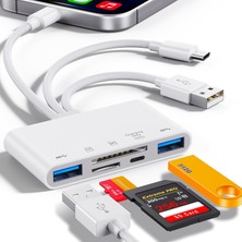 Tr 5'i 1 Arada Bellek Kartı Okuyucu, USB Otg Adaptörü ve Sd Kart Okuyucu, I-Phone/i-Pad, USB C ve