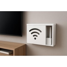 Gy Atelier Ahşap Modem Saklama Kutusu Dekoratif Wifi Saklama Kutusu Demonte 35 x 40 cm Sürgülü Kapak Wi-Fi Desenli