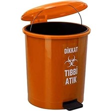 Tr Çift Kovalı Tıbbi Atık Çöp Kovası Pedallı 30 Litre - Atık Kovası Turuncu