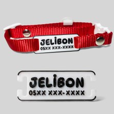 Gy Atelier Sallanmayan, Isimlikli, Telefon Numarası Yazılı, Kedi Boyun Tasması (Safety Click) Kırmızı Renk