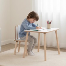 Gy Atelier Montessori Çocuk Masası 1 Masa &amp; 1 Beyaz Bunny Sandalye