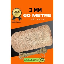 3 mm 60 Metre Jüt Halat Dekoratif Hasır Ip Urgan Süs