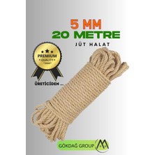 5 mm 20 Metre Jüt Halat Dekoratif Hasır Ip Urgan Süs