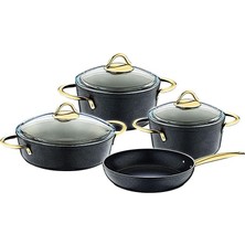 Tr 7pcs Granit Diamond Çelik Tencere Seti Cam Kapak 3019G.SYH