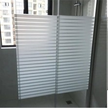 Gy Atelier Çizilmez Gri Cam Kumlama Dekoratif Çizgili Cam Folyosu 100 cm (100 cm x 1 Metre)