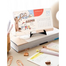 Paperora 2027 Yılı Karton Ayaklı Masa Takvimi Kawaii - 12X20 cm
