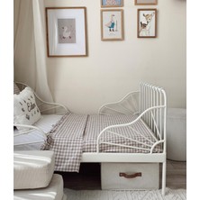 Tly Home Textiles  Bebek Nevresim Takımı  Kahve Pötikare %100 Pamuk 3 Parça 100×150 cm