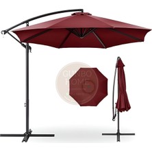 3 mt 8 Kaburga Full Demir 21 kg Bordo Bahçe Şemsiyesi Bordo