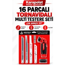 Karapolat Arstech 16 Parça Tornavidalı Multi Testere Seti Ahşap Metal Alçıpan Kesim ve Montaj Seti