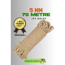 5 mm 75 Metre Jüt Halat Dekoratif Hasır Ip Urgan Maket