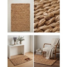 Hbs Art Design Doğal Dokuma Jüt Halı - El Örgüsü Dekoratif Hasır Kilim 100X150