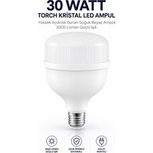 Tr 30 Watt Torch Kristal LED Ampul Yüksek Aydınlık Sunan Soğuk Beyaz Ampül 3000 Lümen Güçlü