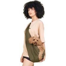 Gy Atelier Penye Astarlı Köpek Taşıma Çantası, Köpek Ana Kucağı Çanta Haki