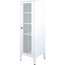 Alfahome Ziglat Serisi Kilitli Metal Home Office Dolabı%70 Perfore Kapaklı Beyaz 450X1390X450 mm