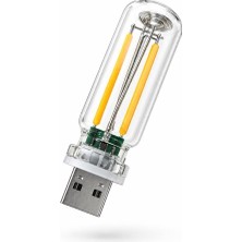 USB Bağlantılı Mini LED Lamba, Vintage Filament Ampul, Taşınabilir Gece Okuma Işığı, Göz Yormayan Sıcak Sarı Aydınlatma, Powerbank Uyumlu Masa Lambası, 7 cm