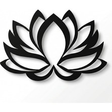 Metal Duvar Sanatı - Lotus Çiçeği - 3D Duvar Silueti Metal Duvar Dekoru Ev Ofis Dekorasyonu Yatak Odası Oturma Odası Dekor Heykel (Siyah, 46 G x 30 Y / 117X76 Cm)