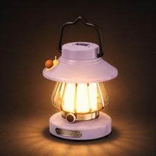 Şarjlı LED Gece Lambası Type-C USB Girişli 2W Dekoratif Masa Lambası, 3 Kademeli Renk Sıcaklığı Ayarlı Salyangoz Figürlü Çok Amaçlı Askı Kancalı | GL323 (Lila)