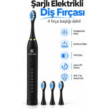 Exenar Şarjlı Elektrikli Diş Fırçası Dupont Yumuşak Kıllı 6 Mod 4 Yedek Başlıklı Ipx7 Su Geçirmez