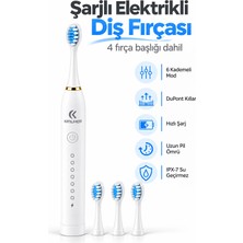 Exenar Şarjlı Elektrikli Diş Fırçası Dupont Yumuşak Kıllı 6 Mod 4 Yedek Başlıklı Ipx7 Su Geçirmez