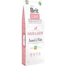 Care Hair &amp; Skin - Hassas Deri ve Tüylere Sahip Tüm Irklardan Yetişkin Köpekler Için Böcek Proteinli ve Balıklı Hipoalerjenik Tahılsız Mama, 12 kg