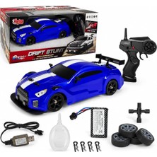 Uzaktan Kumandalı Full Fonksiyon 2.4g Şarjlı 1:16 4x4 Drift Araba, Işıklı ve Buharlı Rc Drift Stunt Yarış Arabası, Yedek Drift Lastikli, USB Şarj Kablolu Oyuncak Araba - Mavi HB-SC16A02