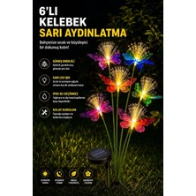 Tr Kelebek Motifli Solar Bahçe Aydınlatma 6'li Sarı Işık 1 Adet