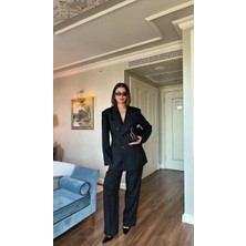Miss Beyoğlu Kruvaze Yaka Blazer Ceket - Klasik Kesim Kadın Takım Ceketi