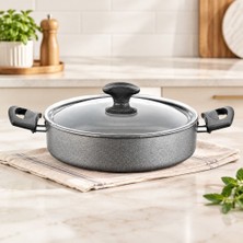 Hace Bazaar Sığ Granit Tencere Cam Kapak -Hcb