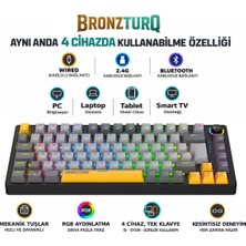 Tr MK1114 Rgb Kablosuz Üç Modlu (Usb + 2.4 Ghz + Bluetooth) Orange Swıtch Mekanik Klavye