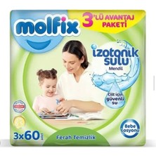 Molfix Izotonik Sulu Ferah Temizlik Islak Havlu Mendil 3'lü 180 Yaprak