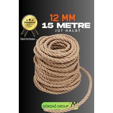 12 mm 15 Metre Jüt Halat Dekoratif Hasır Ip Urgan Süs
