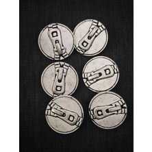 Gümüş Oksit Fermuar Desenli 6’lı Ceket ve Mont Düğme Seti 25.4 mm 40 Boy