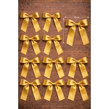 25 Adet (20MM) Gold Hazır Büyük Fiyonk Hazır Hazırlanmış Süsleme Kurdelesi Hediyelik ve Hobi Malzeme