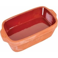 Tr Orta Dikdörtgen Sırlı Toprak Güveç Tencere Fırın Tepsi 32 * 18 * 4.5 cm