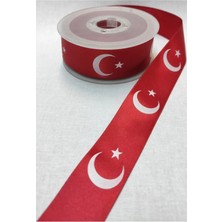 Ay Yıldız Kırmızı Kurdele 3 cm 1 Metre