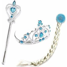 Diğer Frozen Model Saç Taç ve Asa Seti Karlar Ülkesi Elsa Tacı