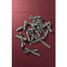 20 Adet Hazır Siyah Ekose Desen Fiyonk Kurdele (15MM)