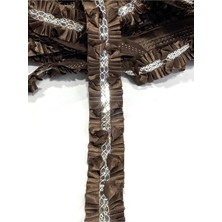 Gümüş Pul Detaylı Piliseli Fırfırlı Şerit / Dikiş ve Süsleme Şeridi - 4 cm / 1 Metre
