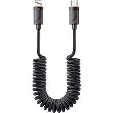 Tr 29W Pd 3A Spiral Araç Şarj Kablosu Type-C To Lightning Hızlı Şarj Kablosu 480MBPS Data 1.8 M